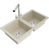 Mexen Mario Granitspüle 2-Kammer mit Küchenarmatur Duero, beige - 6504-69-671600-00