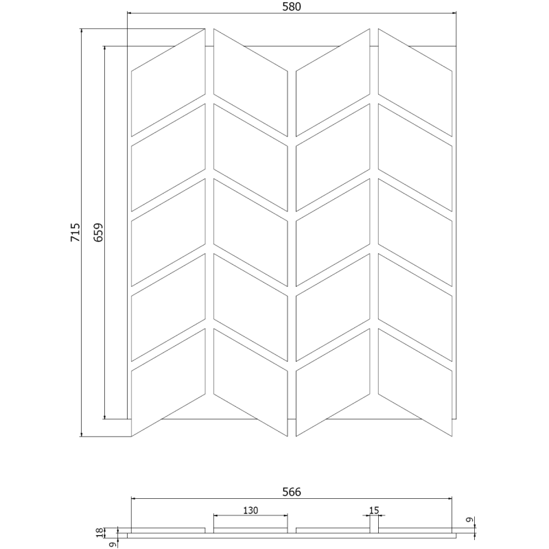 Mexen Lam-B επενδύσεις τοίχου 275 x 30 cm, πλάκα HDF 4 mm, τεχνικός καπλαμάς, Δρυς