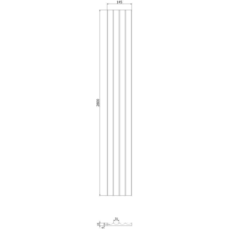 Mexen Strio 01 lamele ścienne ryflowane 280 x 14,5 cm (2szt), szałwia - S120-280-01-310