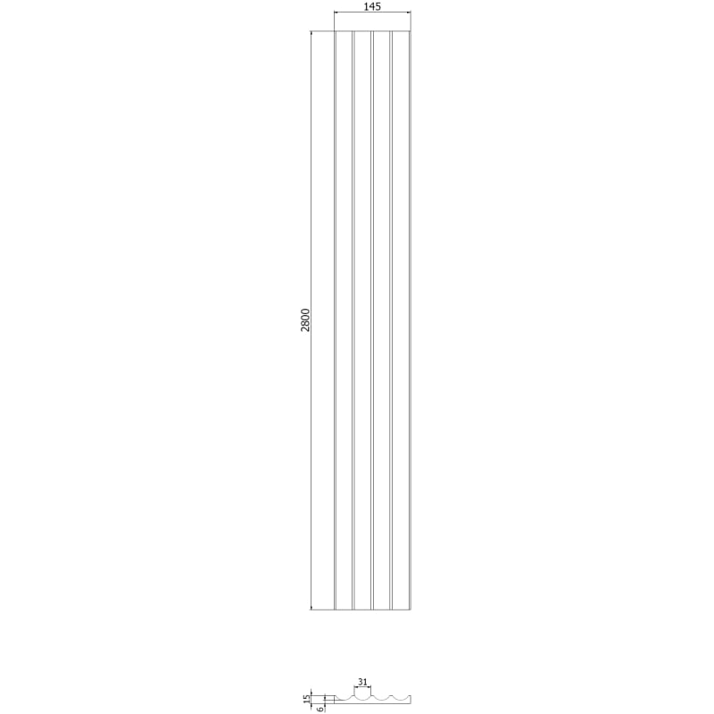 Mexen Strio 01 lamele ścienne ryflowane 280 x 14,5 cm (2szt), czarny - S120-280-01-311