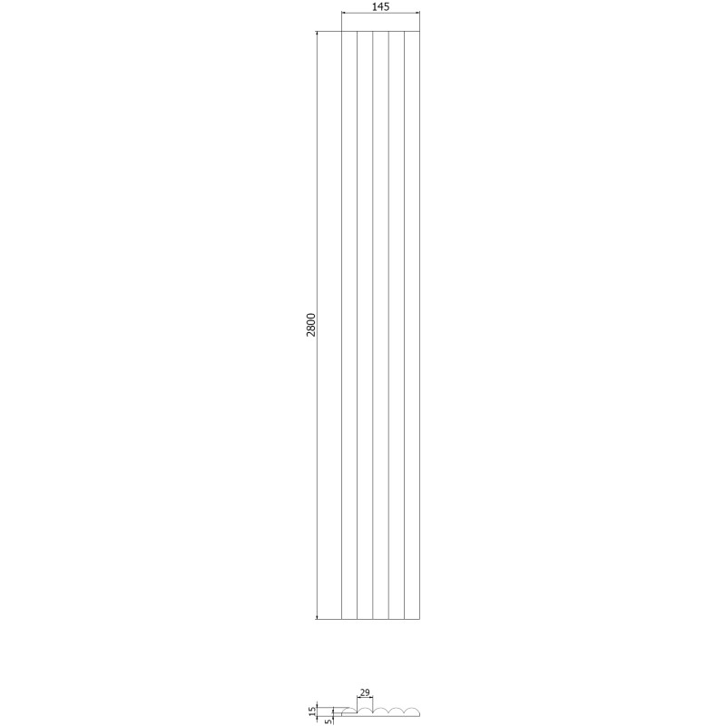 Mexen Strio 02 lamele ścienne ryflowane 280 x 14,5 cm (2szt), jasny szary - S120-280-02-305
