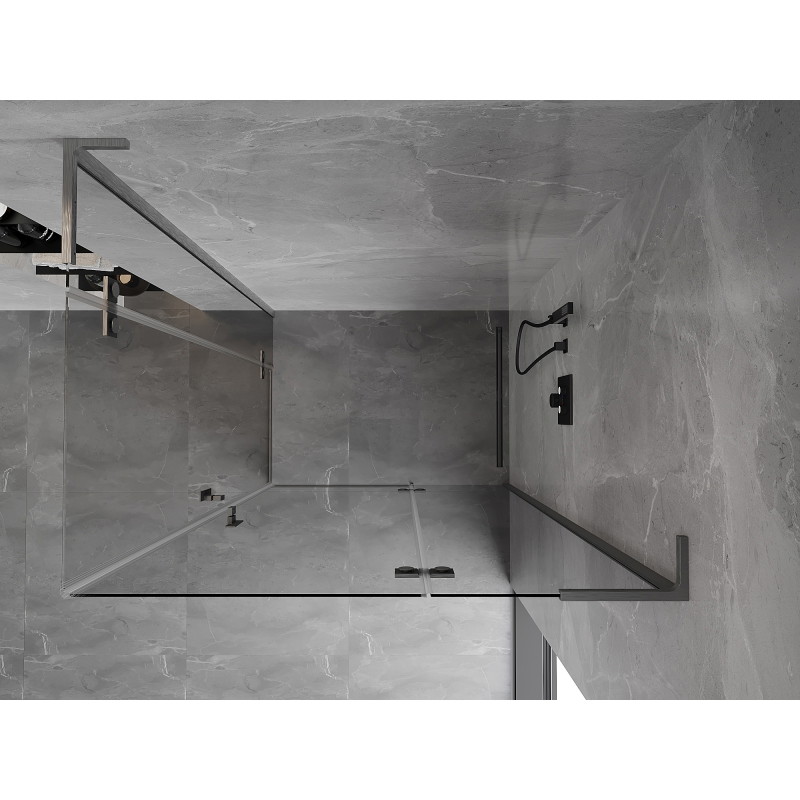 Mexen Mist-H L Duo kabina prysznicowa uchylna prawa 70 x 110 cm, transparent, gun gray szczotkowany - 8A5L-070L-110P-66-00
