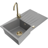 Mexen Cesar granite sink with 1 bowl, drainer and Telma kitchen tap, grey - 6514-71-670200-50