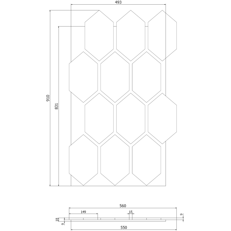 Mexen Form 01 panel ścienny akustyczny 91 x 56 cm (4szt.), filc 9 mm, fornir techniczny, Dąb Natural - S111-91567-01-042