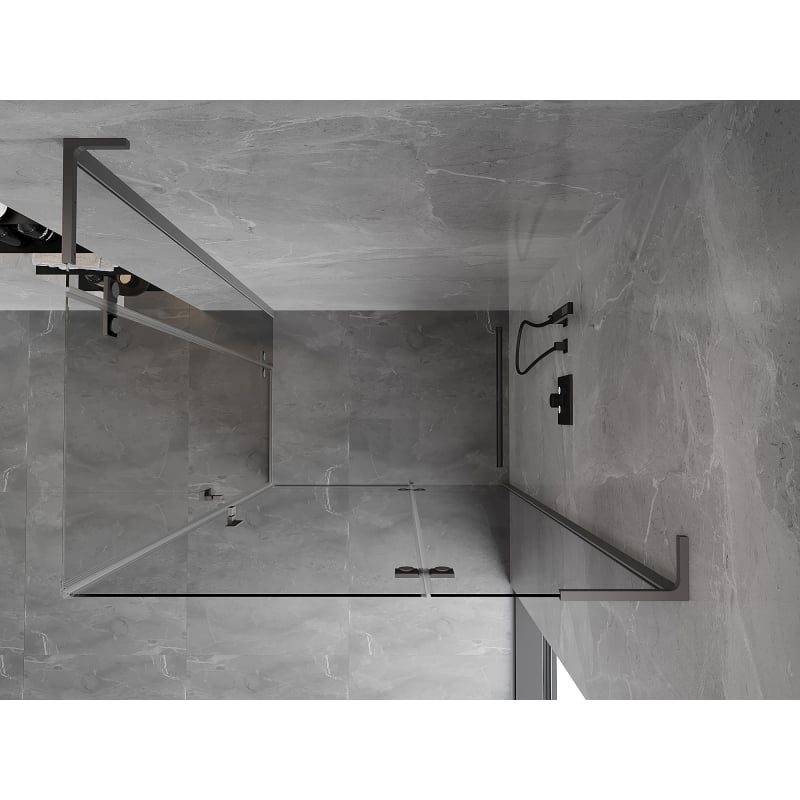 Mexen Mist-H L Duo Right Hinged Shower Enclosure 75 x 80 cm, Transparent, Gun Metal - 8A5L-075L-080P-95-00