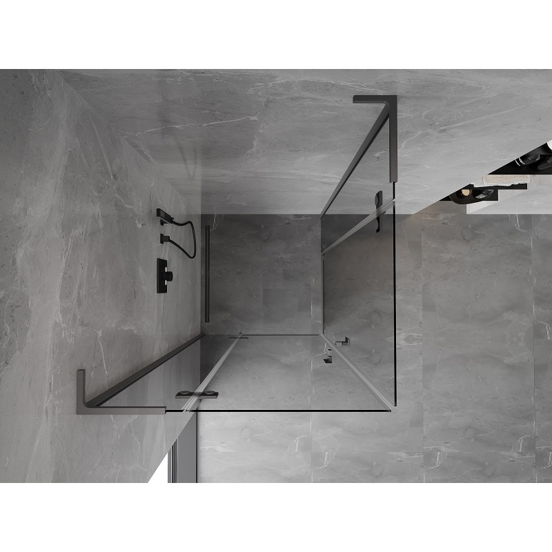 Mexen Mist-H L Duo draaideur douchecabine 80 x 80 cm, transparant, kanon metaal - 8A5L-080L-080P-95-00