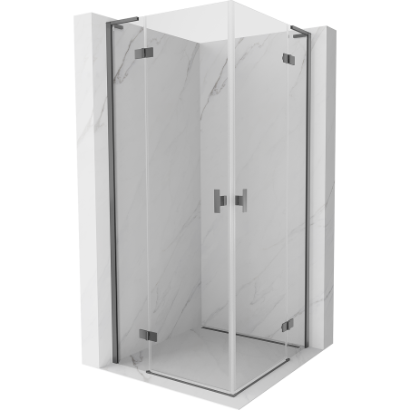 Mexen Mist-H L Duo cabina doccia a battente 80 x 80 cm, trasparente, gun metal - 8A5L-080L-080P-95-00