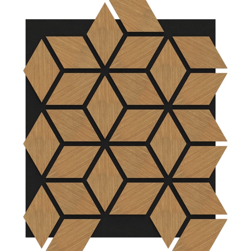 Mexen Form 02 akustični stenski panel 81 x 66 cm (4 kosi), filc 9 mm, tehnični furnir, Hrast Classic - S111-81667-02-041