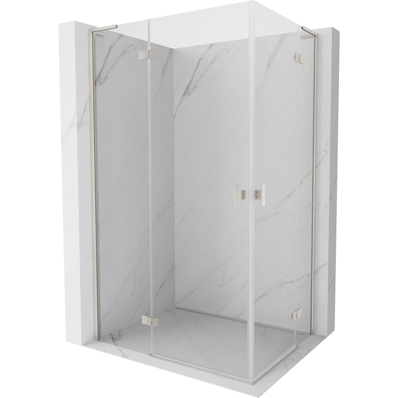 Mexen Mist-H L Dusche Duo Kabine links Schwingtür 80 x 75 cm, transparent, gebürstetes Nickel - 8A5L-080L-075P-97-00