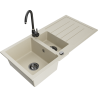 Mexen Andres granitische 1,5-komervaatwasser met afdruiprek en keukenkraan Telma, beige - 6515-69-670200-70