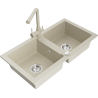 Mexen Mario fregadero de granito de 2 senos con grifo de cocina Duero, beige - 6504-69-671600-69
