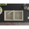 Mexen Mario fregadero de granito de 2 senos con grifo de cocina Duero, beige - 6504-69-671600-69