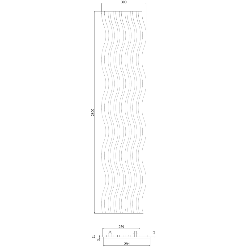 Mexen Lam-SF 01 lamele ścienne akustyczne 280 x 30 cm, filc 9 mm, fornir techniczny, Jasny Orzech - S106-280-01-047