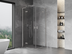 Mexen Mist-H L Duo cabine de douche pivotante 85 x 85 cm, transparent, nickel brossé - 8A5L-085L-085P-97-00