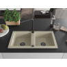 Mexen Mario granitische 2-komorige spoelbak met Duero keukenkraan, beige - 6504-69-671600-70