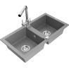 Mexen Mario évier en granit 2 bacs avec robinet de cuisine Duero, gris - 6504-71-671600-00