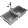 Mexen Mario granite sink 2-chamber with Duero kitchen faucet, grey - 6504-71-671600-00