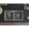 Mexen Mario évier en granit 2 bacs avec robinet de cuisine Duero, gris - 6504-71-671600-00