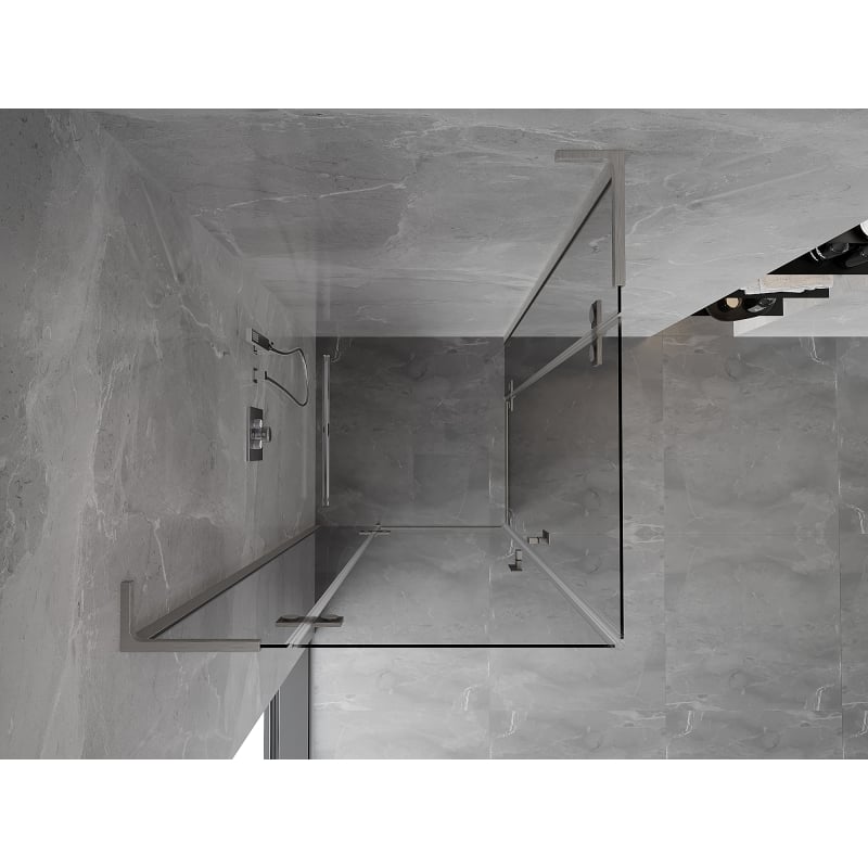 Mexen Mist-H L Cabina doccia doppia a battente 95 x 95 cm, trasparente, nichel spazzolato - 8A5L-095L-095P-97-00