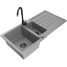 Mexen Andres fregadero de granito 1,5 senos con escurridor y grifo de cocina Telma, gris - 6515-71-670200-70-B