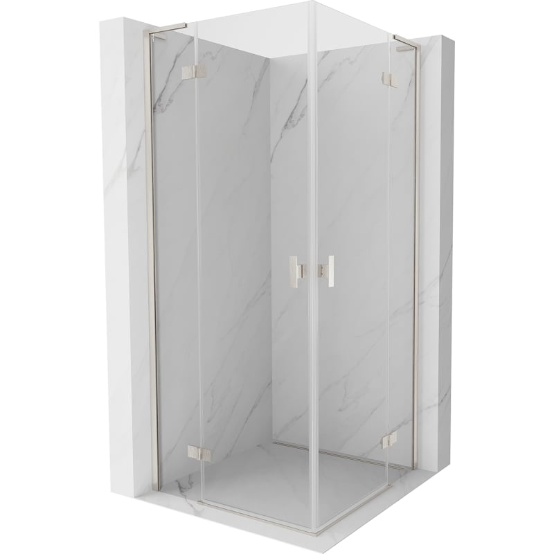 Mexen Mist-H L Duo cabine de douche pivotante 100 x 100 cm, transparent, nickel brossé - 8A5L-100L-100P-97-00
