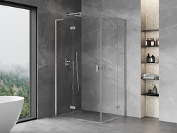 Mexen Mist-H L Duo kabina za prhanje z levo krilno odprtino 110 x 100 cm, prozorna, brušeni nikelj - 8A5L-110L-100P-97-00