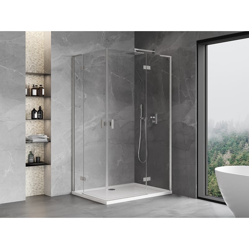 Mexen Mist-H L Duo suihkukaappi kääntyvä oikea 105 x 120 cm, läpinäkyvä, harjattu nikkeli - 8A5L-105L-120P-97-00