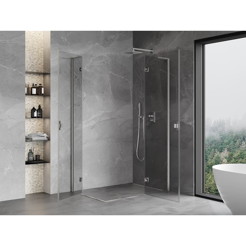 Mexen Mist-H L Duo douchecabine met draaiende rechte deur 105 x 120 cm, transparant, geborsteld nikkel - 8A5L-105L-120P-97-00