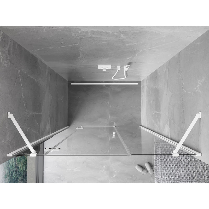 Mexen Mist-H drzwi prysznicowe uchylne lewe 125 cm, transparent, białe - 8A5-125-001-20-00-L