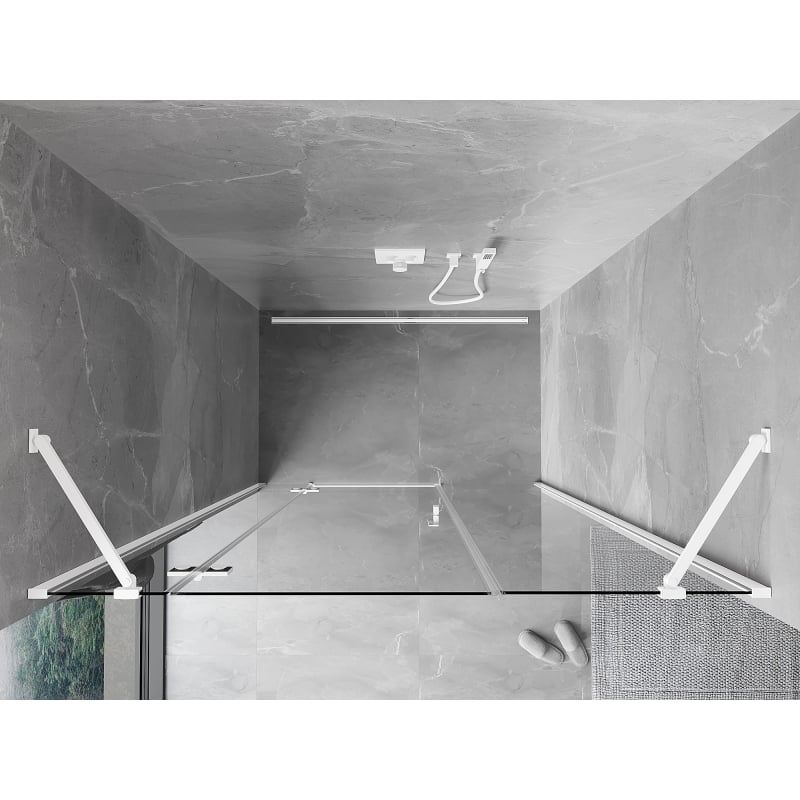 Mexen Mist-H porta de duche pivotante esquerda 155 cm, transparente, branco - 8A5-155-001-20-00-L