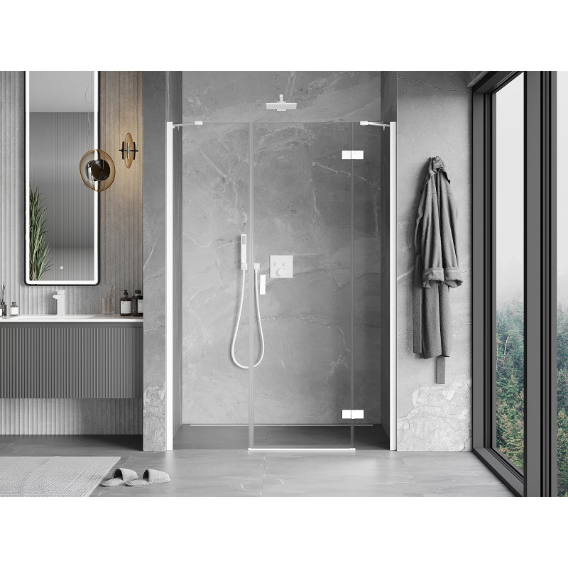 Mexen Mist-H drzwi prysznicowe uchylne prawe 120 cm, transparent, białe - 8A5-120-001-20-00-P