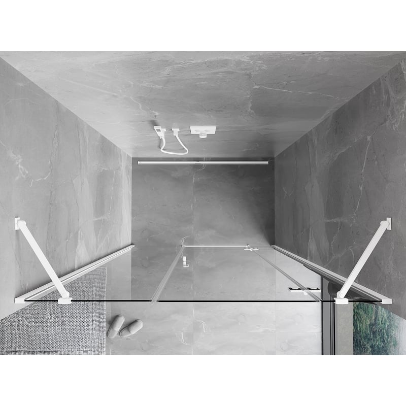 Mexen Mist-H porte doccia a battente destra 150 cm, trasparente, bianco - 8A5-150-001-20-00-P
