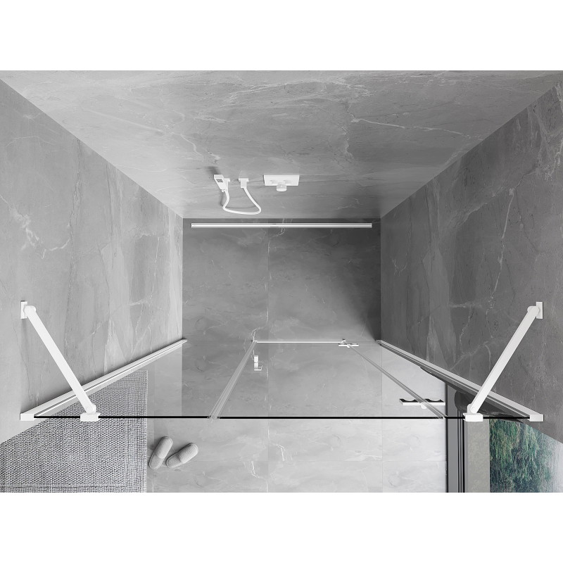Mexen Mist-H drzwi prysznicowe uchylne prawe 155 cm, transparent, białe - 8A5-155-001-20-00-P