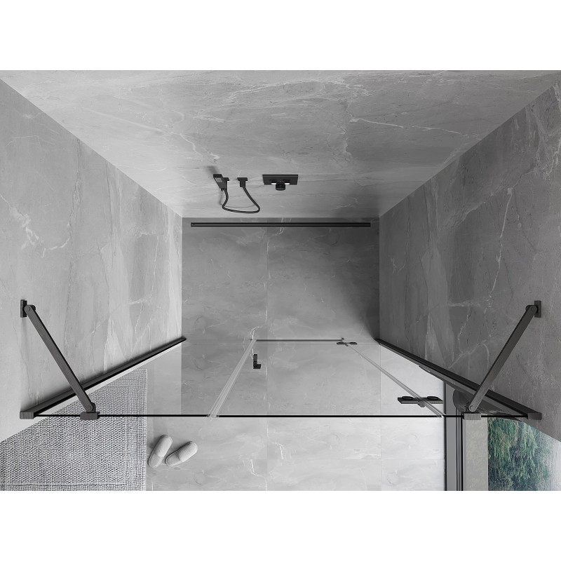 Mexen Mist-H drzwi prysznicowe uchylne prawe 130 cm, transparent, gun gray szczotkowany - 8A5-130-001-66-00-P