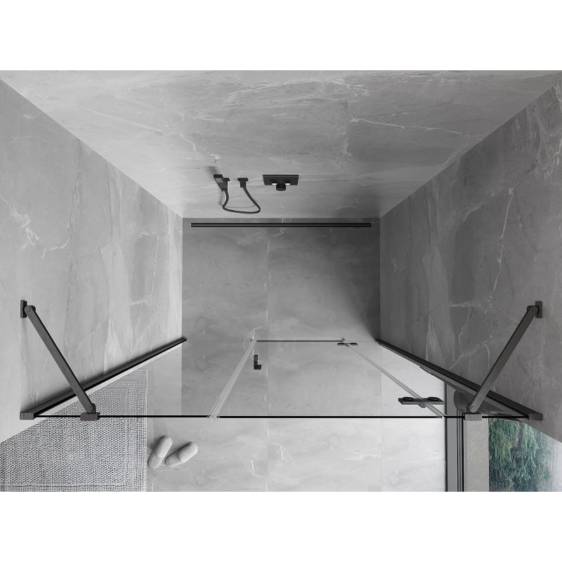 Mexen Mist-H Duschdrehtür rechts 130 cm, transparent, gun grey gebürstet - 8A5-130-001-66-00-P