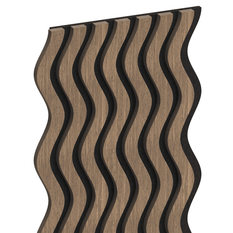 Mexen Lam-SF 02 lamele ścienne akustyczne 280 x 30 cm, filc 9 mm, fornir techniczny, Ciemny Orzech - S106-280-02-044