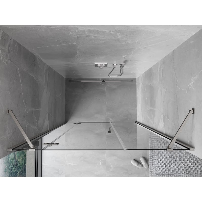 Mexen Mist-H drzwi prysznicowe uchylne lewe 145 cm, transparent, nikiel szczotkowany - 8A5-145-001-97-00-L