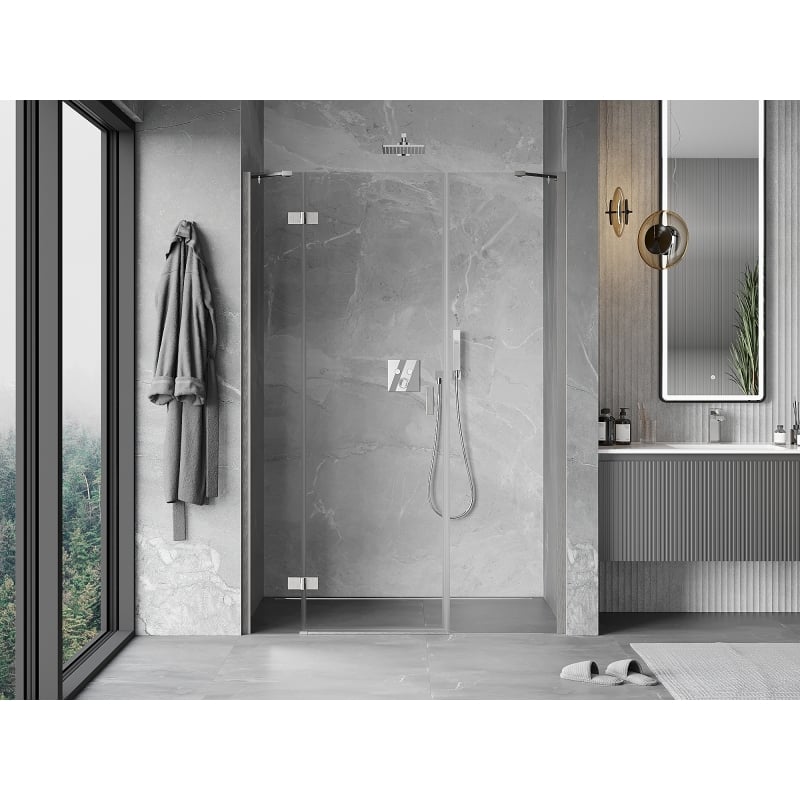 Mexen Mist-H drzwi prysznicowe uchylne lewe 150 cm, transparent, nikiel szczotkowany - 8A5-150-001-97-00-L