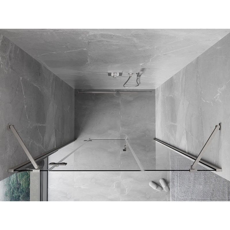 Mexen Mist-H drzwi prysznicowe uchylne lewe 155 cm, transparent, nikiel szczotkowany - 8A5-155-001-97-00-L