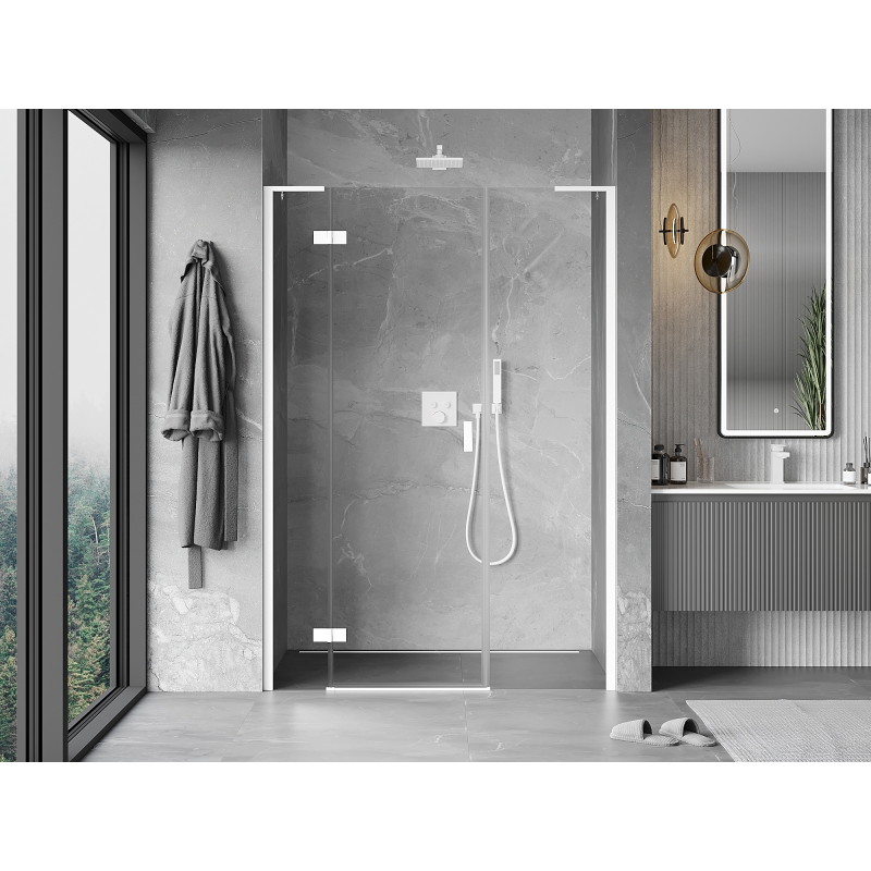 Mexen Mist-H L drzwi prysznicowe uchylne lewe 120 cm, transparent, białe - 8A5L-120-001-20-00-L