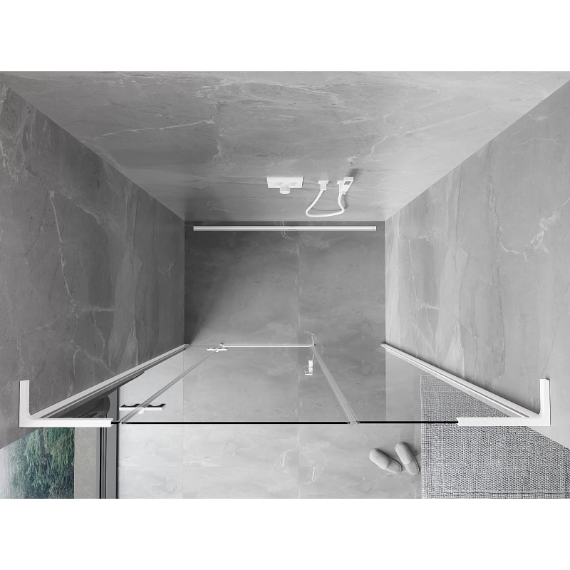 Mexen Mist-H L porte de douche pivotante gauche 130 cm, transparent, blanc - 8A5L-130-001-20-00-L