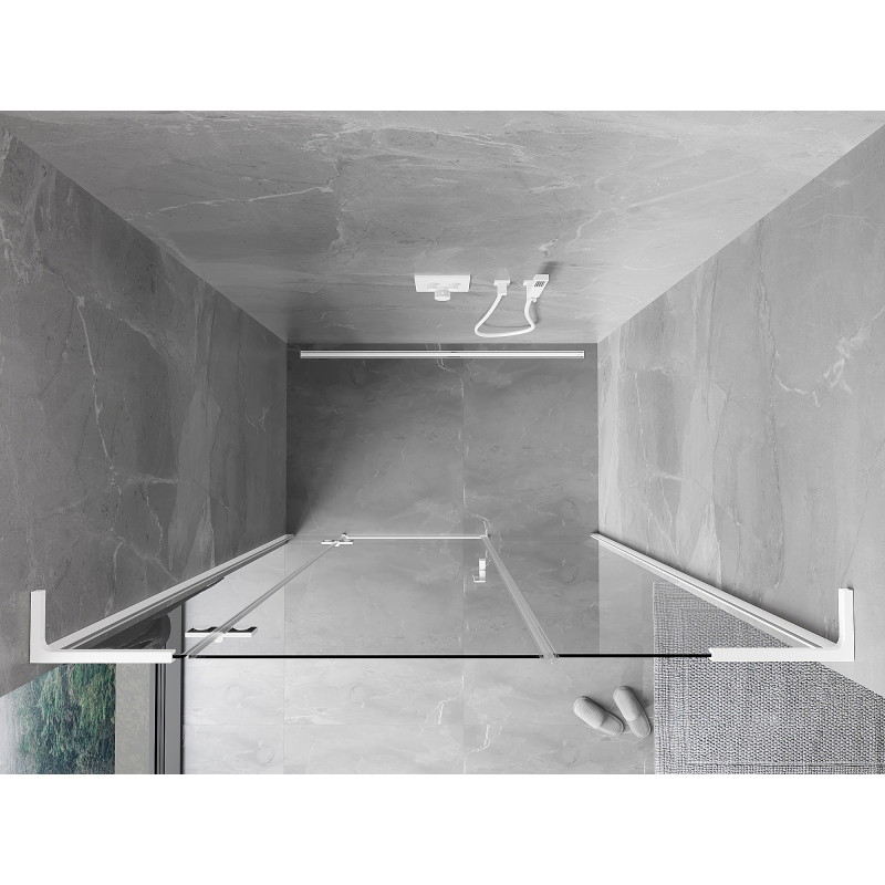 Mexen Mist-H L drzwi prysznicowe uchylne lewe 135 cm, transparent, białe - 8A5L-135-001-20-00-L