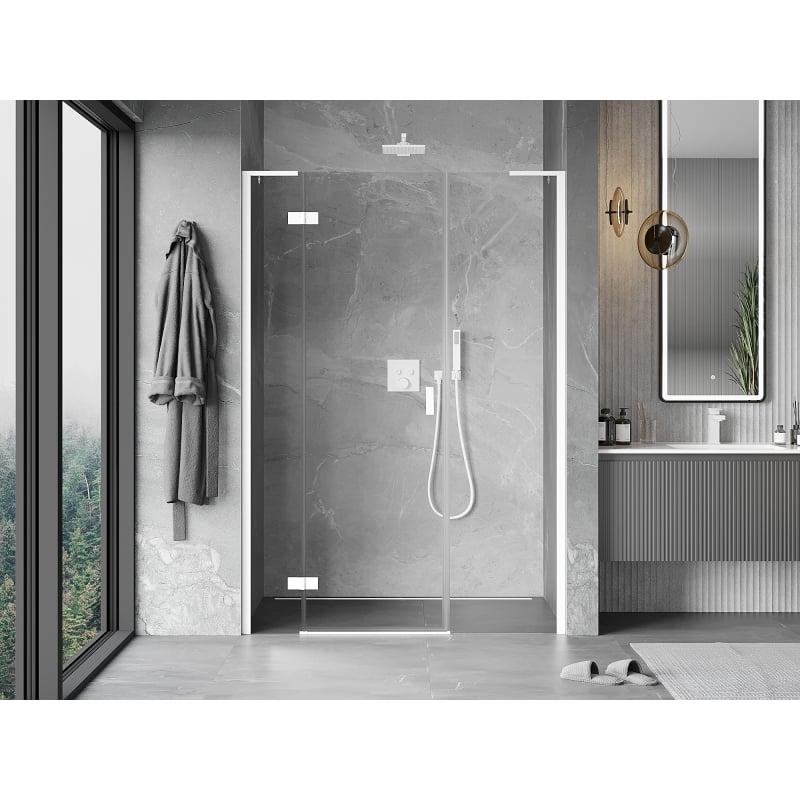 Mexen Mist-H L puerta de ducha abatible izquierda 145 cm, transparente, blanca - 8A5L-145-001-20-00-L