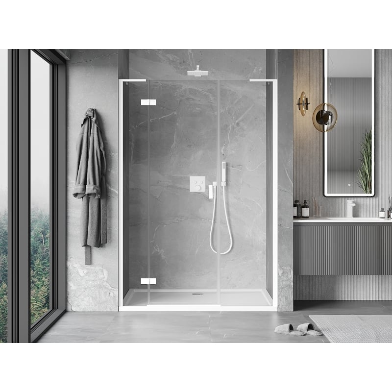 Mexen Mist-H L left swing shower door 145 cm, transparent, white - 8A5L-145-001-20-00-L