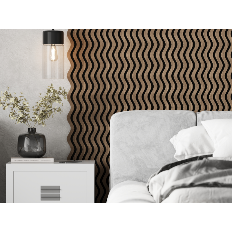Mexen Lam-SF 02 lamele ścienne akustyczne 280 x 30 cm, filc 9 mm, fornir techniczny, Ciemny Orzech - S106-280-02-044