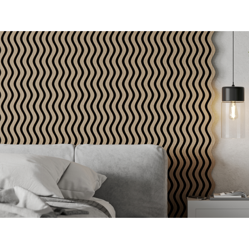 Mexen Lam-SF 02 lamele ścienne akustyczne 280 x 30 cm, filc 9 mm, fornir techniczny, Jasny Orzech - S106-280-02-047
