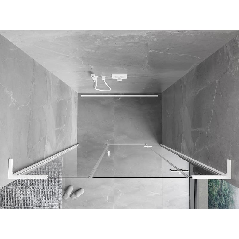 Mexen Mist-H L puerta de ducha abatible derecha 130 cm, transparente, blanca - 8A5L-130-001-20-00-P