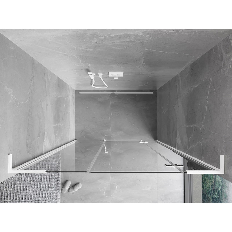 Mexen Mist-H L drzwi prysznicowe uchylne prawe 150 cm, transparent, białe - 8A5L-150-001-20-00-P