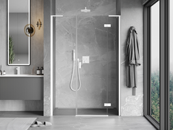 Mexen Mist-H L δεξιά πτυσσόμενη πόρτα ντους 160 cm, διαφανής, λευκή - 8A5L-160-001-20-00-P
