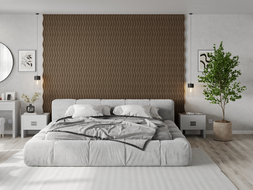 Mexen Lam-SF 01 paneles de pared acústicos 280 x 30 cm, fieltro 9 mm, chapa técnica, Nogal Oscuro - S106-280-01-044